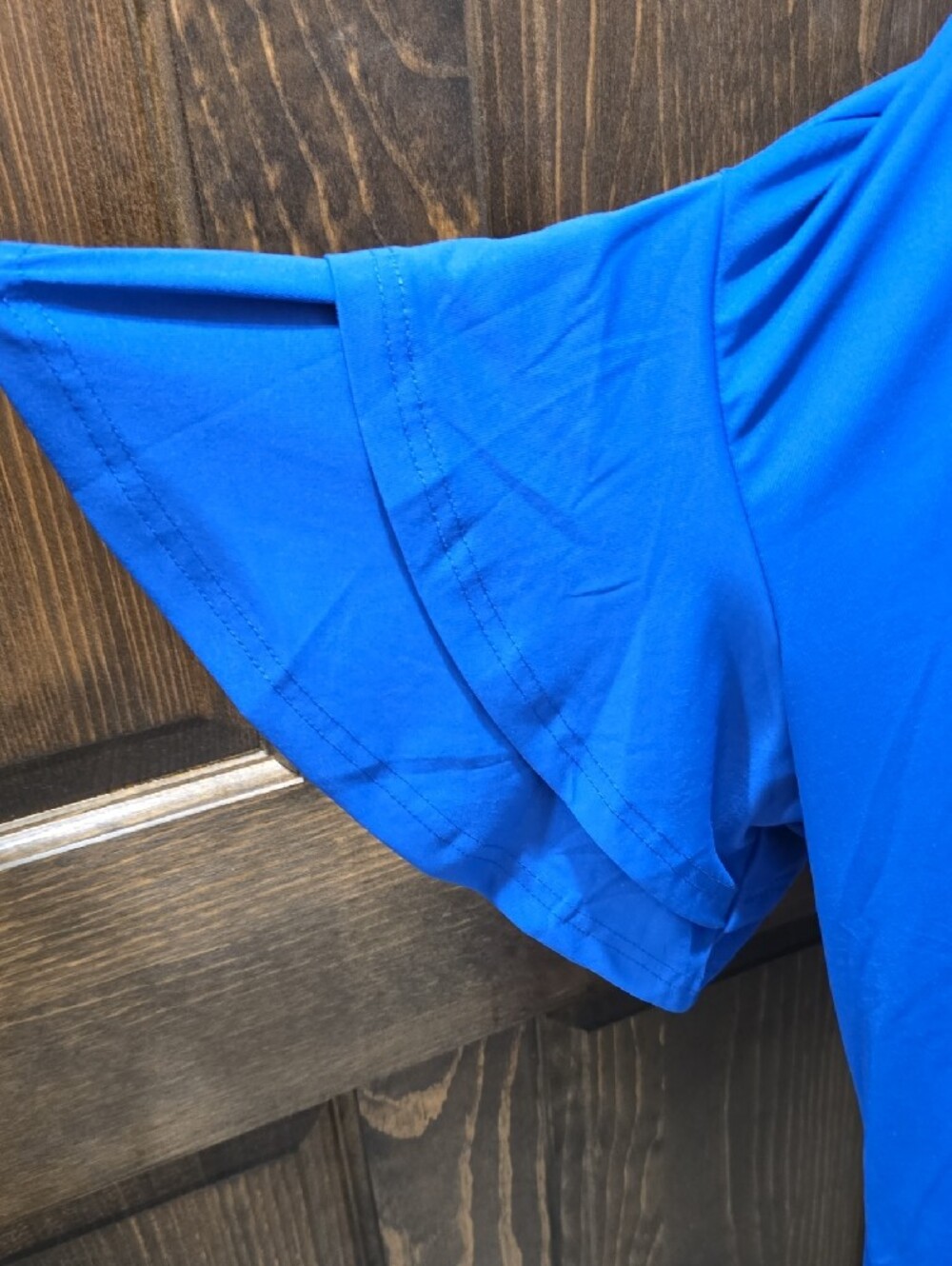 Women's Blue Ruffle Sleeve Top - Picture 2 of 4